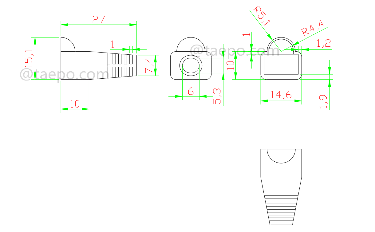 Dibujo para botas de enchufe modular, color gris
