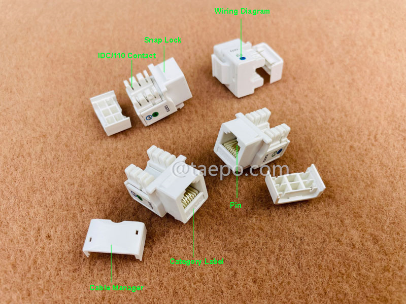 Imágenes de ilustración para conector Keystone, CAT3, 6P4C, 90 grados, estilo AP