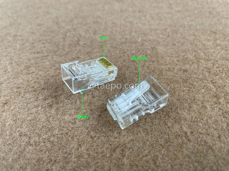 Imágenes ilustrativas para conector modular, CAT6, RJ45, 8P8C, UTP