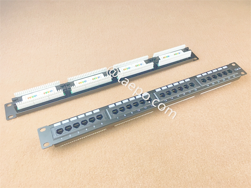 Panel de parcheo de 24 puertos, CAT5E, RJ45, UTP, 19
