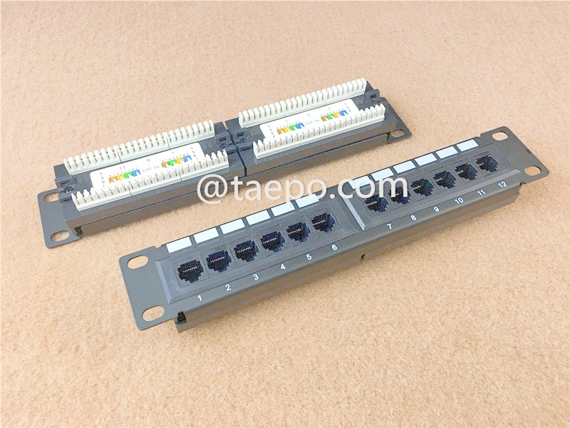Panel de conexión de 12 puertos, CAT6, RJ45, UTP, 10