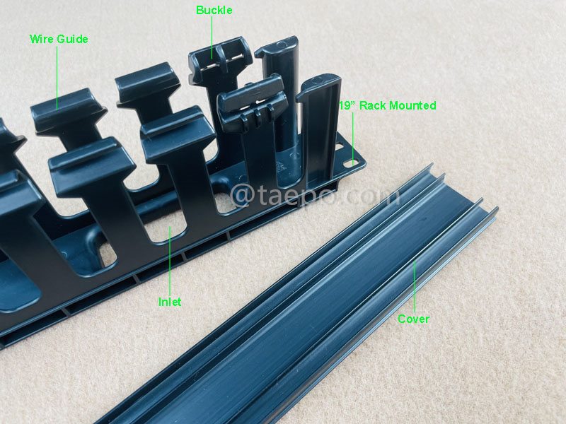 Imágenes ilustrativas del gestor de cables plástico, 13 dedos, 1U