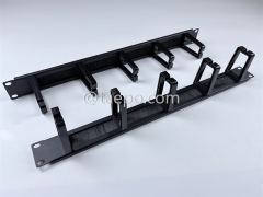 Gestor de cables metálico, 5 anillos de plástico, 1U, con cepillo
