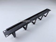 Gestor de cables metálico, 5 anillos de plástico, 1U, con cepillo