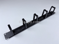 Gestor de cables metálico, 5 anillos de plástico, 1U, con cepillo
