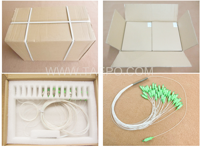 Imágenes de embalaje del divisor de fibra óptica, PLC, tubo de acero, 1x32, con conector SC/APC