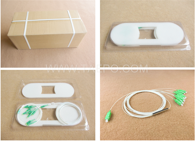 Fotos de embalaje del divisor de fibra óptica, PLC, tubo de acero, 1x8, con conector SC/APC