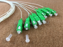 Divisor de fibra óptica, PLC, tubo de acero, G657A, 1x8, tubo suelto de 0,9 mm, 1 m, con conector SC/APC
