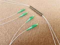 Divisor de fibra óptica, PLC, tubo de acero, G657A, 2x2, tubo suelto de 0,9 mm, 1 m, con conector LC/APC