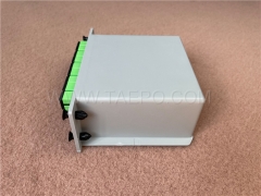 Divisor de fibra óptica, PLC, tipo casete, G657A, 1x16, tubo suelto de 0,9 mm, con conector SC/APC