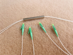 Divisor de fibra óptica, PLC, tubo de acero, G657A, 2x2, tubo suelto de 0,9 mm, 1 m, con conector LC/APC