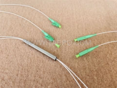 Divisor de fibra óptica, PLC, tubo de acero, G657A, 2x2, tubo suelto de 0,9 mm, 1 m, con conector LC/APC