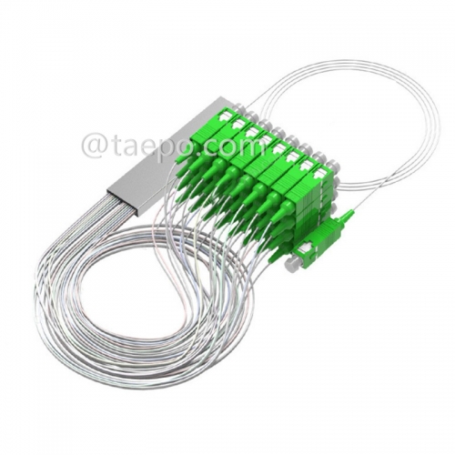 Divisor de fibra óptica, PLC, tubo de acero, G657A, 1x32, tubo suelto de 0,9 mm, 1 m, con conector SC/APC