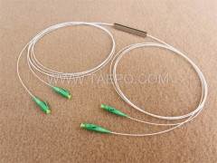 Divisor de fibra óptica, PLC, tubo de acero, G657A, 2x2, tubo suelto de 0,9 mm, 1 m, con conector LC/APC