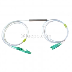 Divisor de fibra óptica, PLC, tubo de acero, G657A, 2x2, tubo suelto de 0,9 mm, 1 m, con conector LC/APC