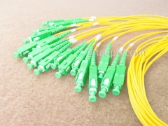 Divisor de fibra óptica, PLC, carcasa de plástico, G657A, 1x32, tubo suelto de 2 mm, 1 m, con conector SC/APC