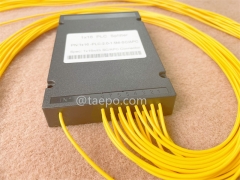 Divisor de fibra óptica, PLC, carcasa de plástico, G657A, 1x16, tubo suelto de 2 mm, 1 m, con conector SC/APC